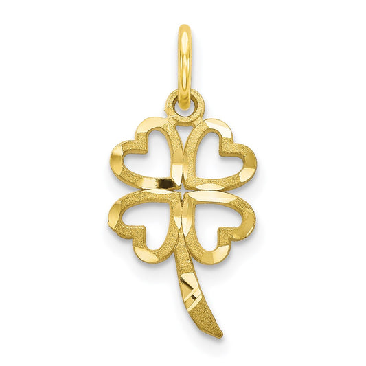 Million Charms 10K Yellow Gold Themed 4-Leaf Lucky Clover  Pendant
