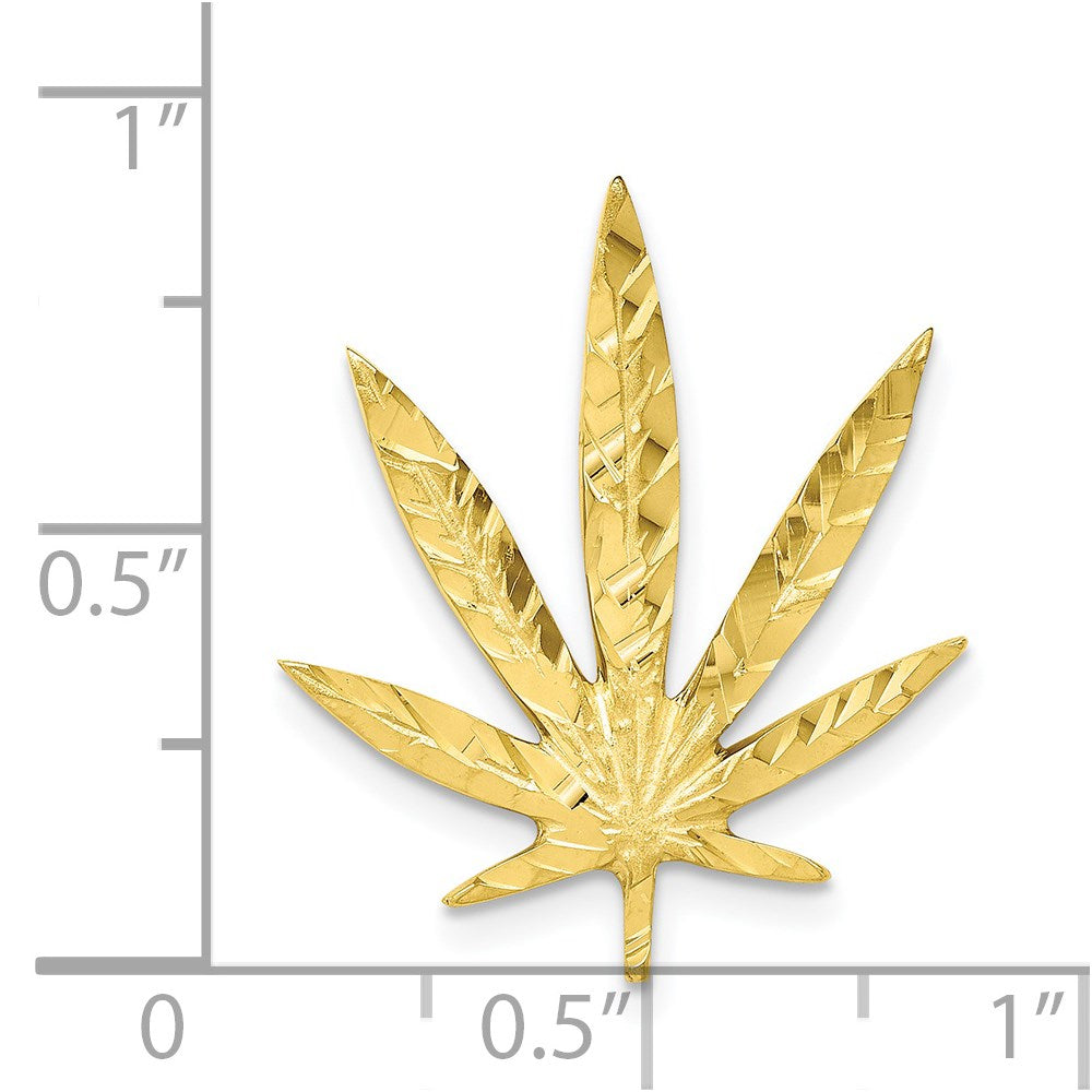 Million Charms 10K Yellow Gold Themed Solid Satin Leaf Charm