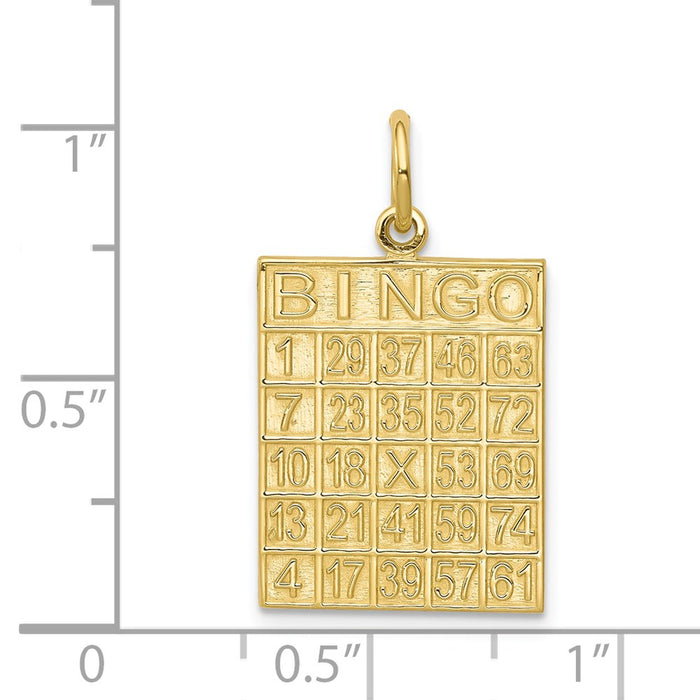 Million Charms 10K Yellow Gold Themed Solid Bingo Card Charm