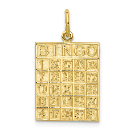 Million Charms 10K Yellow Gold Themed Solid Bingo Card Charm