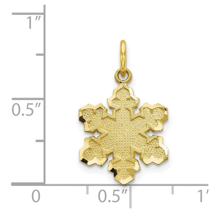 Million Charms 10K Yellow Gold Themed Solid Satin Snowflake Charm