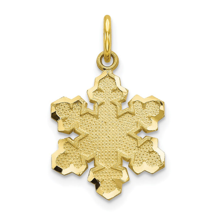 Million Charms 10K Yellow Gold Themed Solid Satin Snowflake Charm