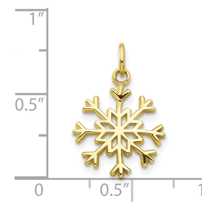 Million Charms 10K Yellow Gold Themed Solid Polished Snowflake Charm