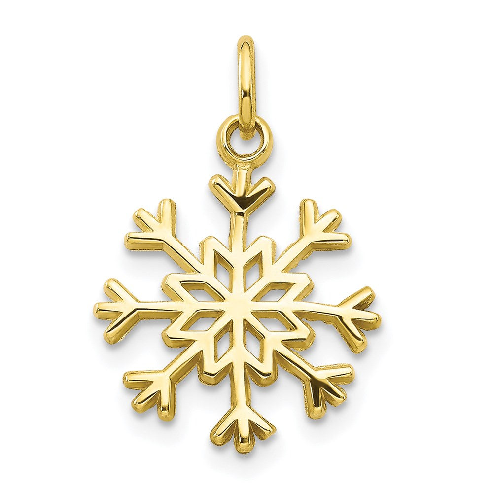 Million Charms 10K Yellow Gold Themed Solid Polished Snowflake Charm