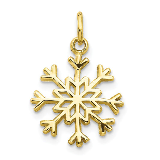 Million Charms 10K Yellow Gold Themed Solid Polished Snowflake Charm