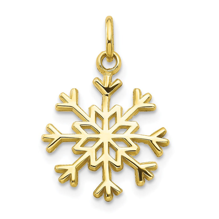 Million Charms 10K Yellow Gold Themed Solid Polished Snowflake Charm