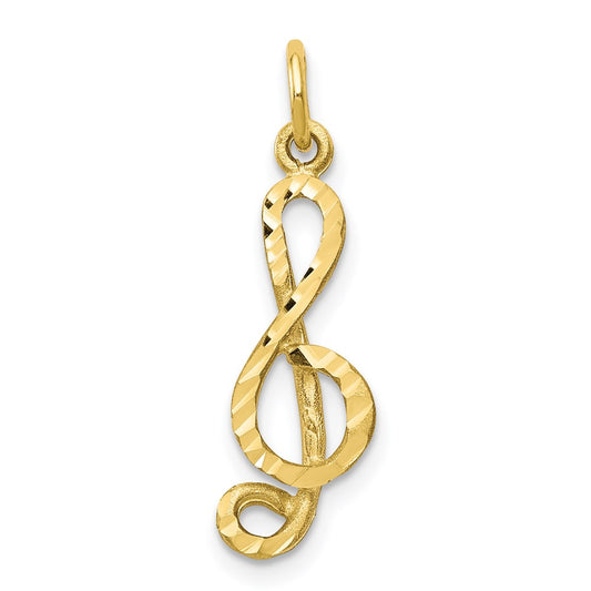 Million Charms 10K Yellow Gold Themed Medium Solid Treble Clef Charm