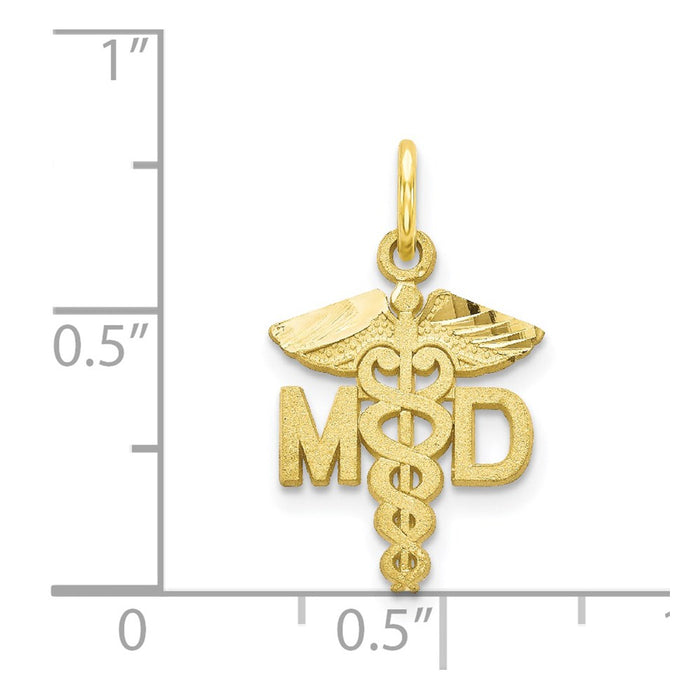 Million Charms 10K Yellow Gold Themed Solid Doctor Of Medicine Md Charm