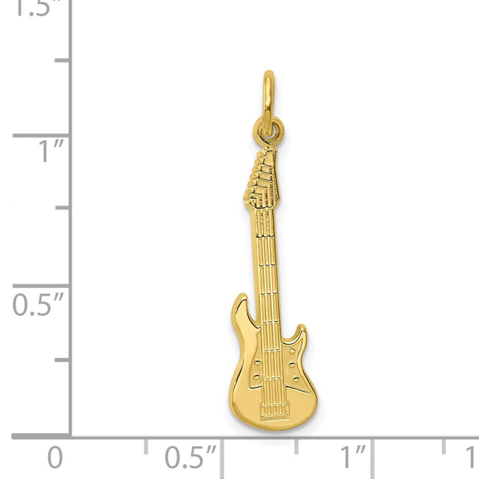Million Charms 10K Yellow Gold Themed Guitar Music Instrament Charm
