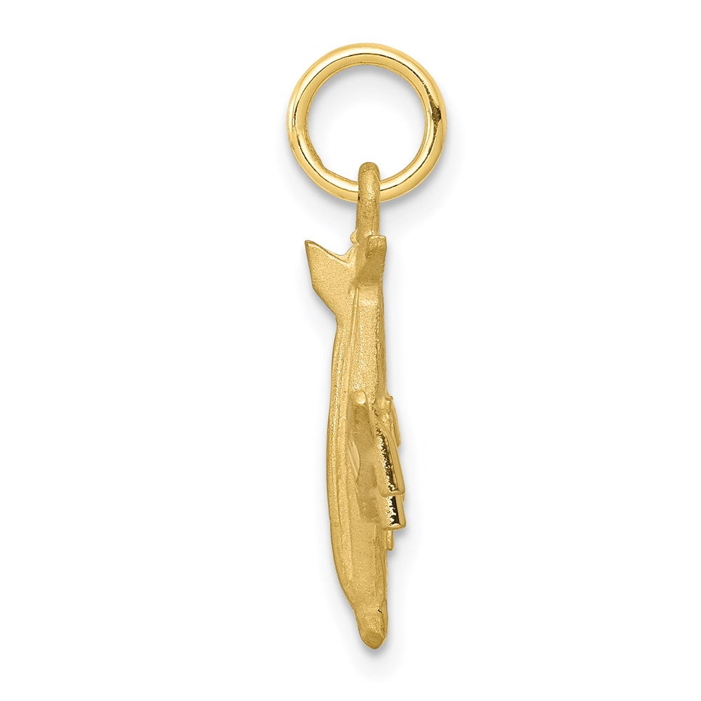 Million Charms 10K Yellow Gold Themed Solid Satin Airplane Charm