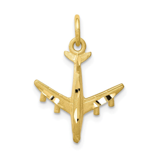 Million Charms 10K Yellow Gold Themed Solid Satin Airplane Charm