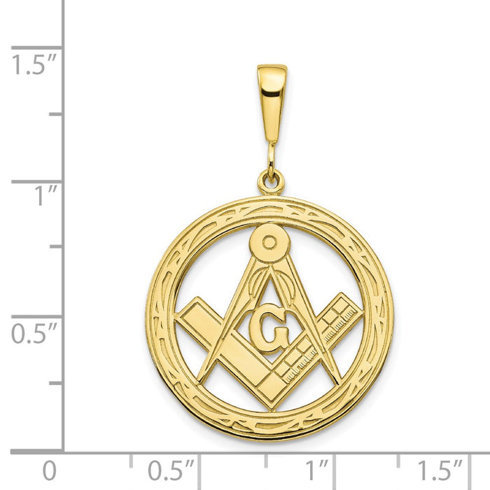 Million Charms 10K Yellow Gold Themed Solid Masonic Symbol Charm