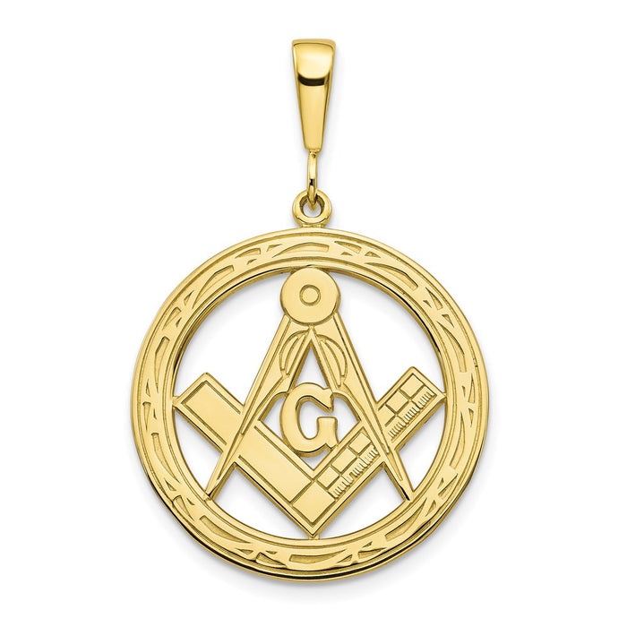 Million Charms 10K Yellow Gold Themed Solid Masonic Symbol Charm