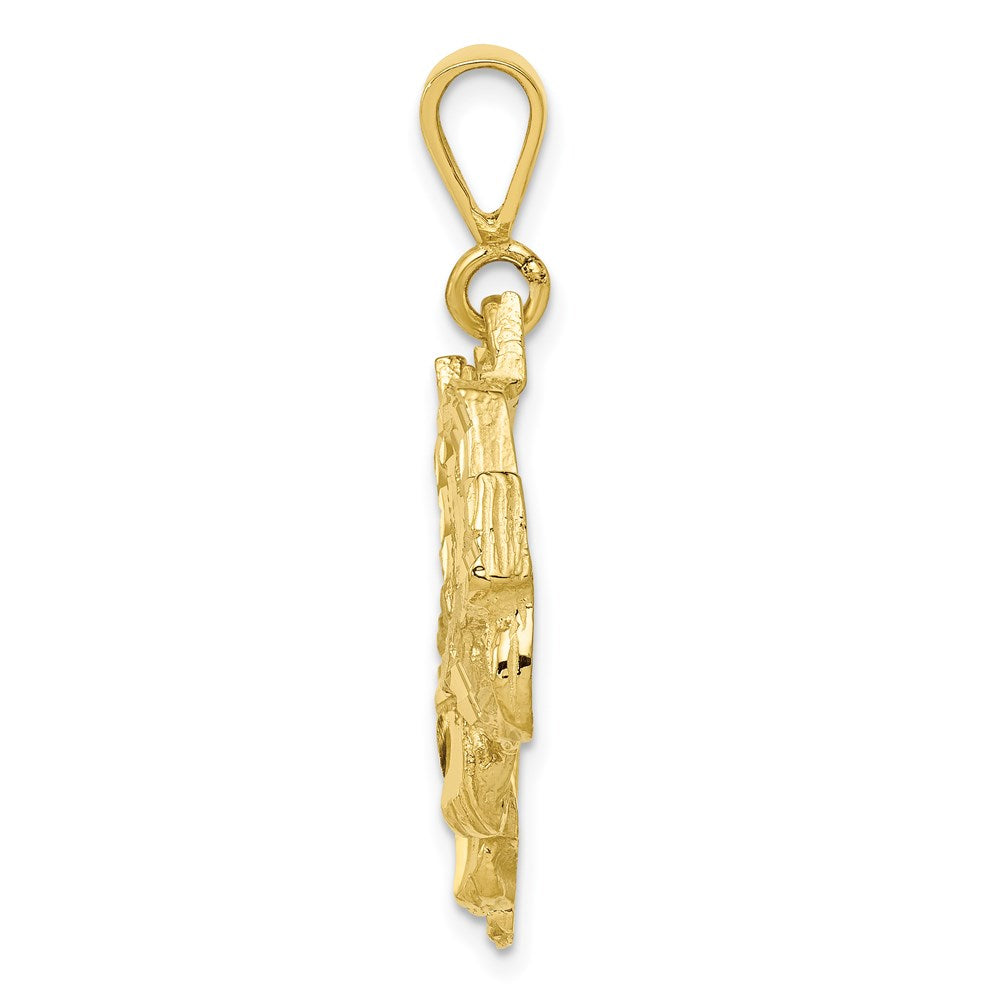 Million Charms 10K Yellow Gold Themed Solid Diamond-Cut Semi With Trailer Charm