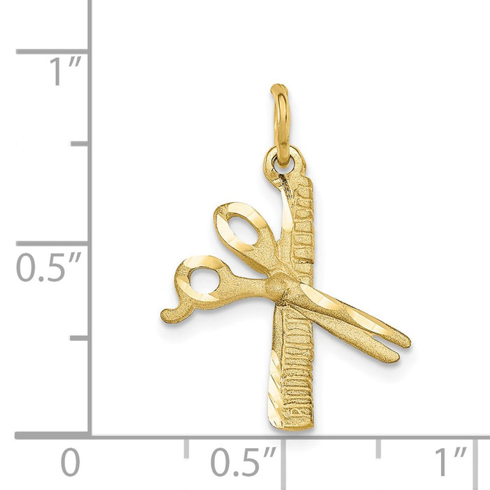 Million Charms 10K Yellow Gold Themed Comb & Scissors Charm
