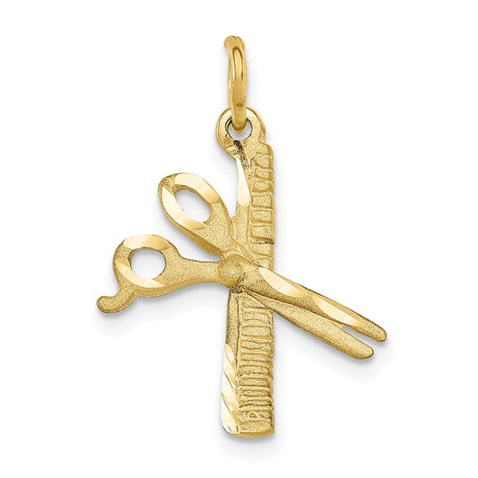 Million Charms 10K Yellow Gold Themed Comb & Scissors Charm