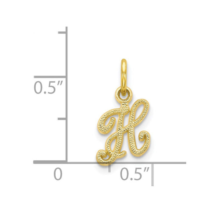 Million Charms 10K Yellow Gold Themed Alphabet Letter Initial H Charm