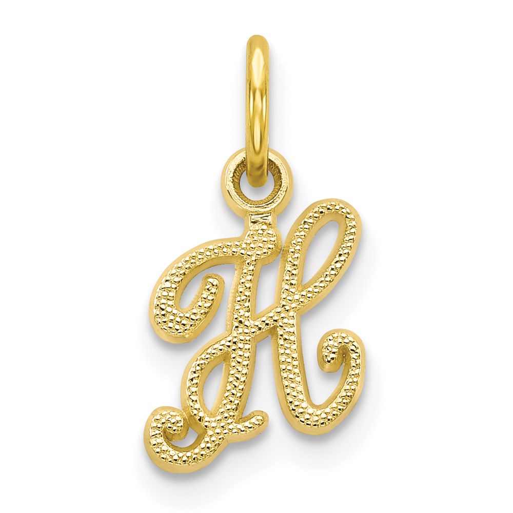 Million Charms 10K Yellow Gold Themed Alphabet Letter Initial H Charm