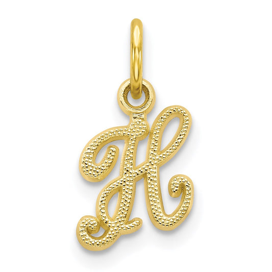 Million Charms 10K Yellow Gold Themed Alphabet Letter Initial H Charm