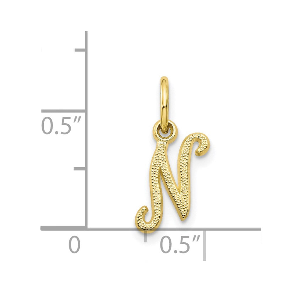 Million Charms 10K Yellow Gold Themed Alphabet Letter Initial N Charm