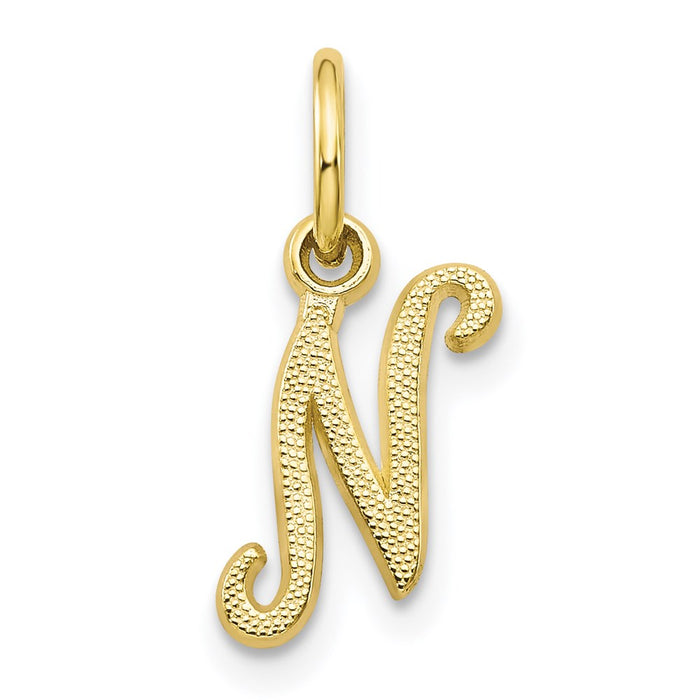 Million Charms 10K Yellow Gold Themed Alphabet Letter Initial N Charm