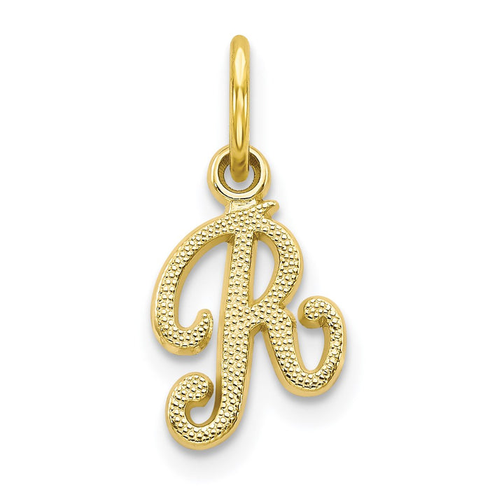 Million Charms 10K Yellow Gold Themed Alphabet Letter Initial R Charm