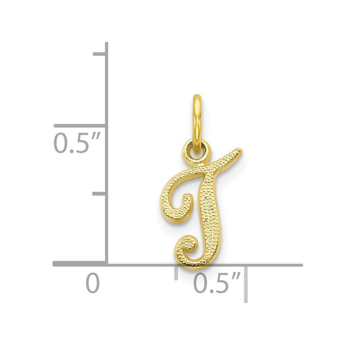 Million Charms 10K Yellow Gold Themed Alphabet Letter Initial T Charm