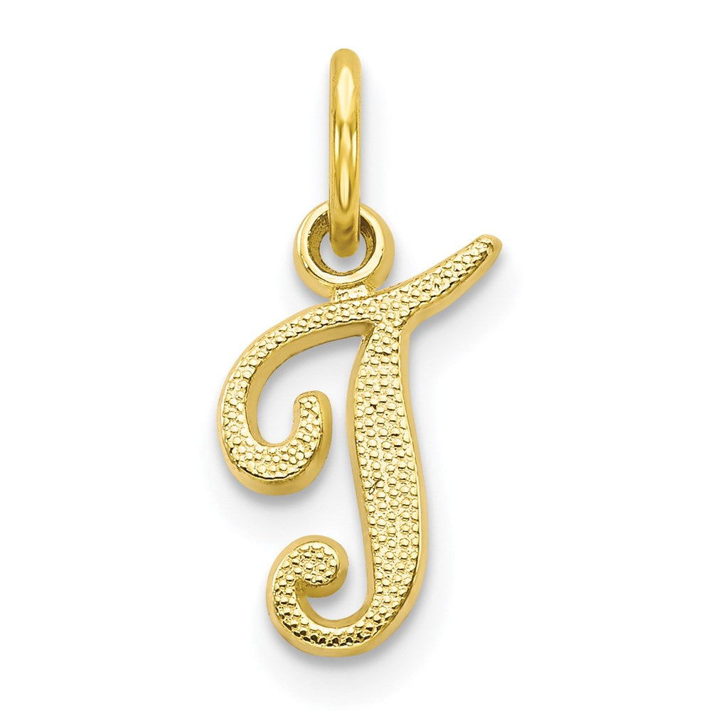 Million Charms 10K Yellow Gold Themed Alphabet Letter Initial T Charm
