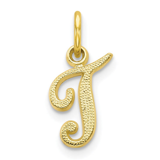 Million Charms 10K Yellow Gold Themed Alphabet Letter Initial T Charm