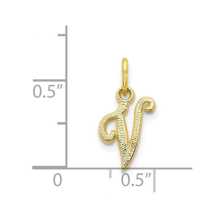 Million Charms 10K Yellow Gold Themed Alphabet Letter Initial V Charm