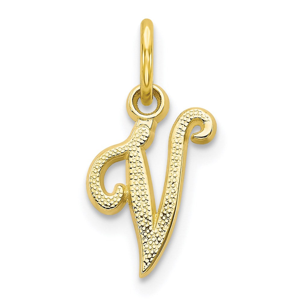 Million Charms 10K Yellow Gold Themed Alphabet Letter Initial V Charm