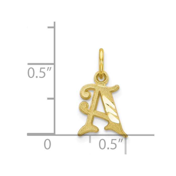 Million Charms 10K Yellow Gold Themed Alphabet Letter Initial A Charm