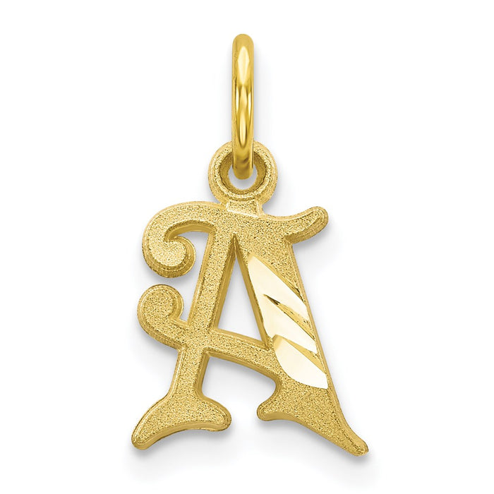 Million Charms 10K Yellow Gold Themed Alphabet Letter Initial A Charm