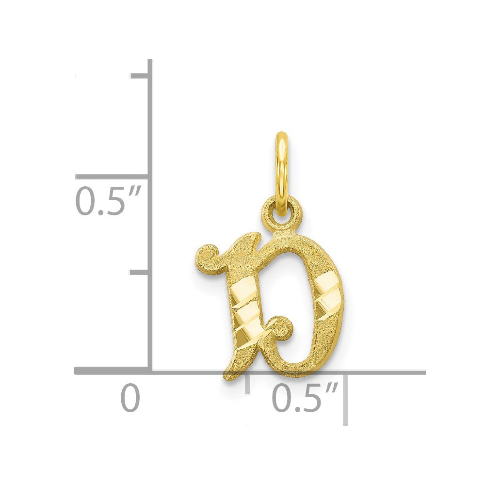 Million Charms 10K Yellow Gold Themed Alphabet Letter Initial D Charm