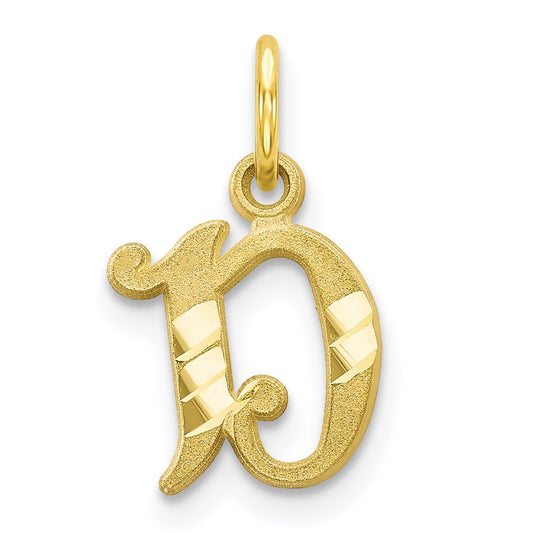 Million Charms 10K Yellow Gold Themed Alphabet Letter Initial D Charm