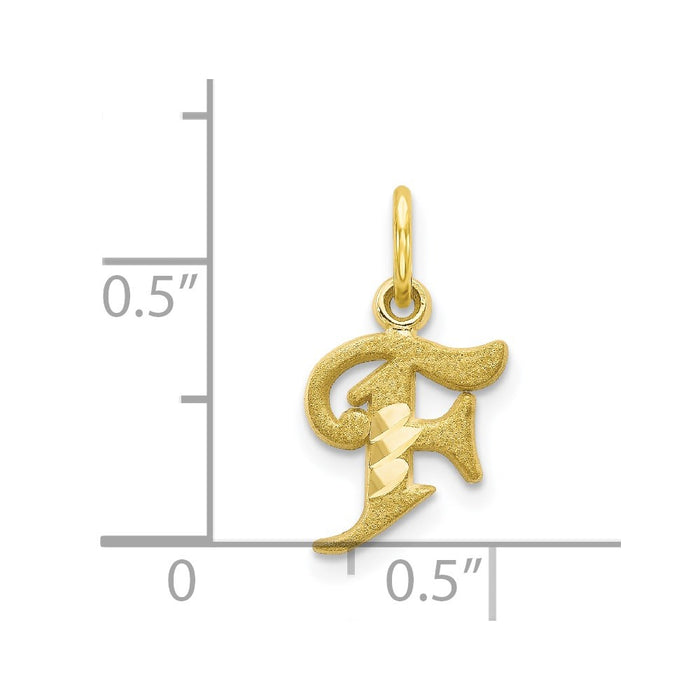 Million Charms 10K Yellow Gold Themed Alphabet Letter Initial F Charm