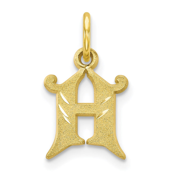 Million Charms 10K Yellow Gold Themed Alphabet Letter Initial H Charm