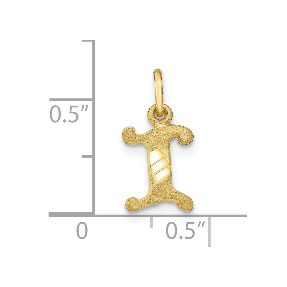 Million Charms 10K Yellow Gold Themed Alphabet Letter Initial I Charm