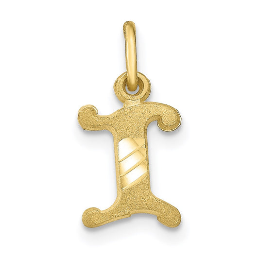 Million Charms 10K Yellow Gold Themed Alphabet Letter Initial I Charm