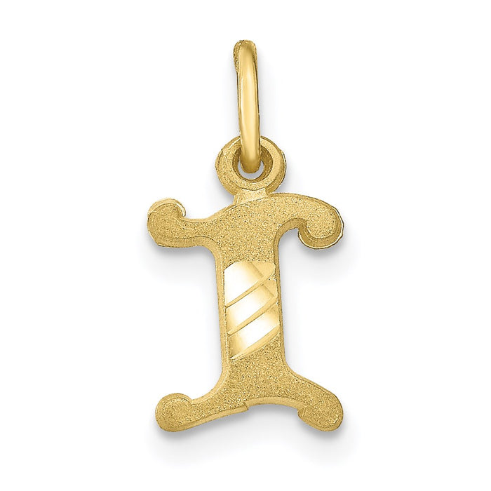 Million Charms 10K Yellow Gold Themed Alphabet Letter Initial I Charm