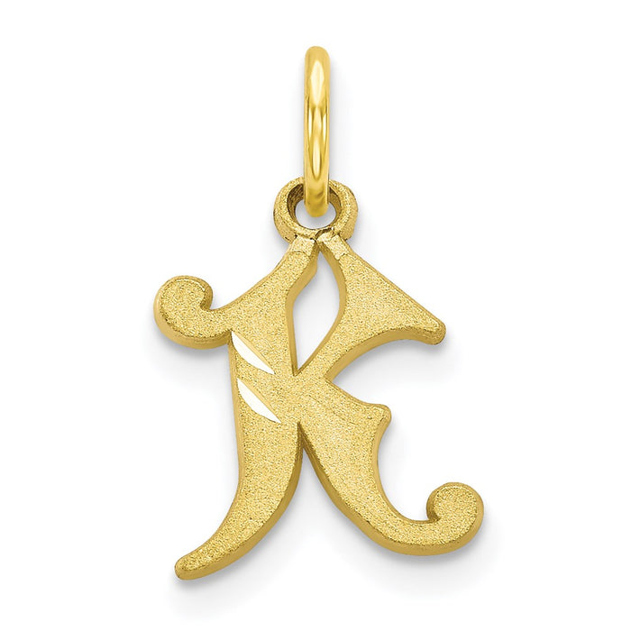 Million Charms 10K Yellow Gold Themed Alphabet Letter Initial K Charm