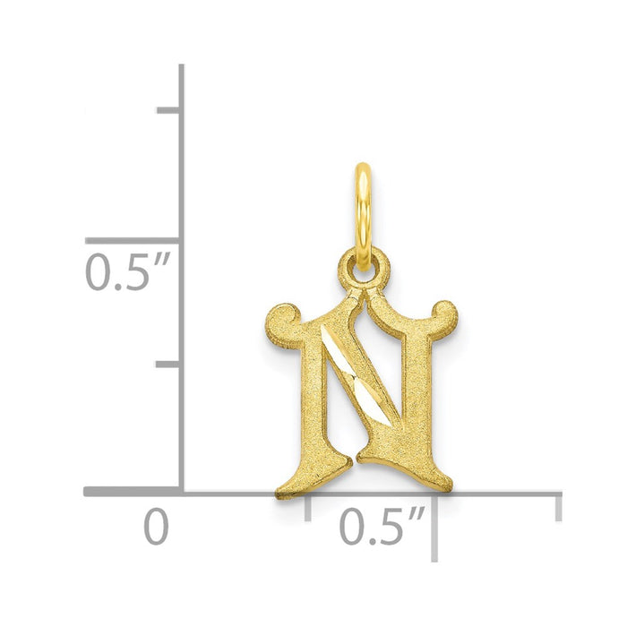 Million Charms 10K Yellow Gold Themed Alphabet Letter Initial N Charm