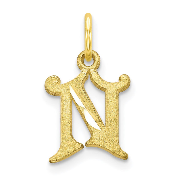 Million Charms 10K Yellow Gold Themed Alphabet Letter Initial N Charm