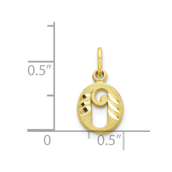 Million Charms 10K Yellow Gold Themed Alphabet Letter Initial O Charm