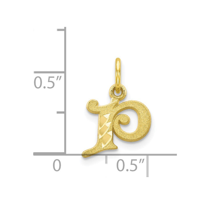Million Charms 10K Yellow Gold Themed Alphabet Letter Initial P Charm