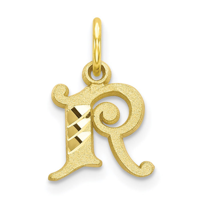 Million Charms 10K Yellow Gold Themed Alphabet Letter Initial R Charm
