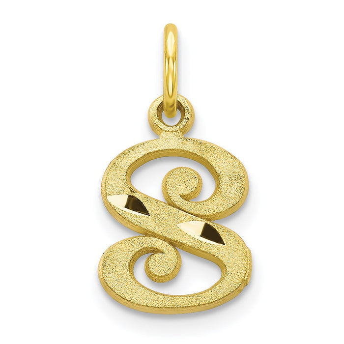 Million Charms 10K Yellow Gold Themed Alphabet Letter Initial S Charm