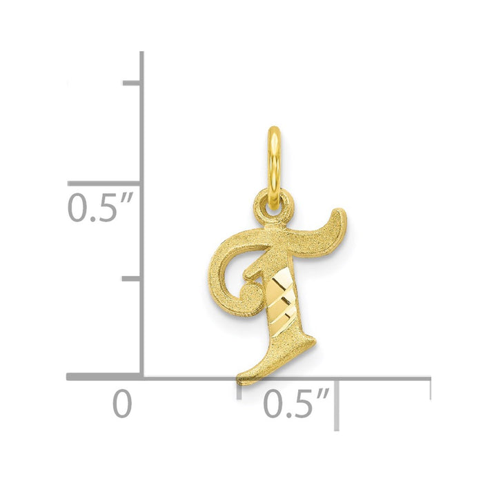 Million Charms 10K Yellow Gold Themed Alphabet Letter Initial T Charm