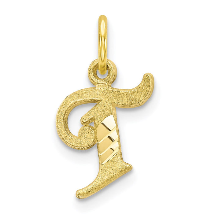 Million Charms 10K Yellow Gold Themed Alphabet Letter Initial T Charm