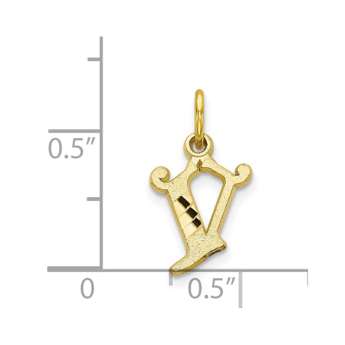 Million Charms 10K Yellow Gold Themed Alphabet Letter Initial V Charm